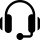 Black headset icon with cushioned ear cups and an attached microphone on a dark background.